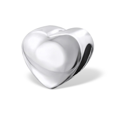 Silver Glossy Heart Bead