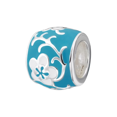 Silver Flower Bead with Epoxy