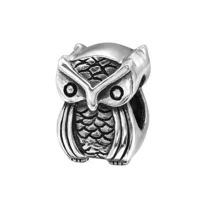 Silver Owl Bead