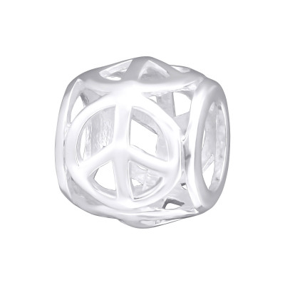 Silver Peace Sign Bead