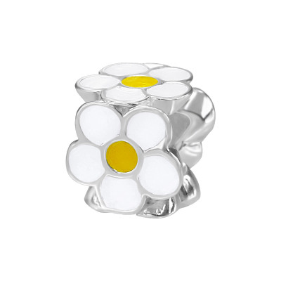 Silver Flower Bead with Epoxy