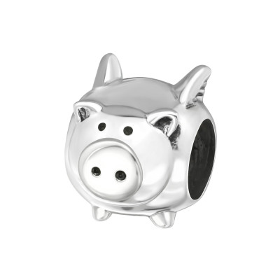 Silver Pig Bead