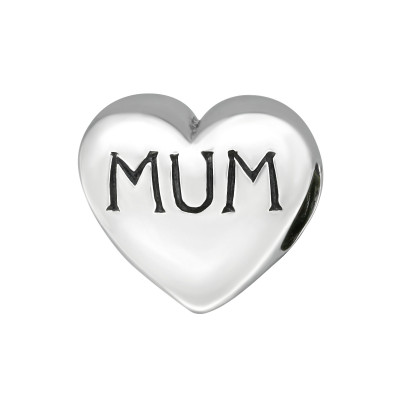 Silver Heart Mum Bead