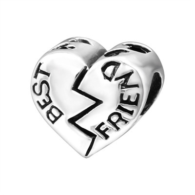 Silver Best Friend Heart Bead