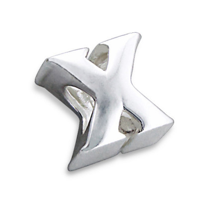 Initial X Sterling Silver Bead