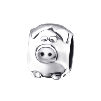 Silver Pig Bead