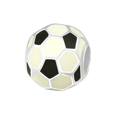 Silver Football Bead with Epoxy