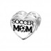 Heart Soccer Mom Sterling Silver Bead with Epoxy
