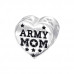 Silver Heart Army Mom Bead with Epoxy