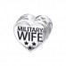 Silver Heart Military Wife Bead