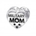 Silver Heart Military Mom Bead with Epoxy