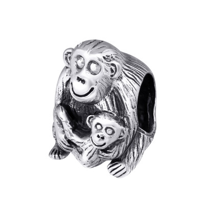 Silver Monkey Bead