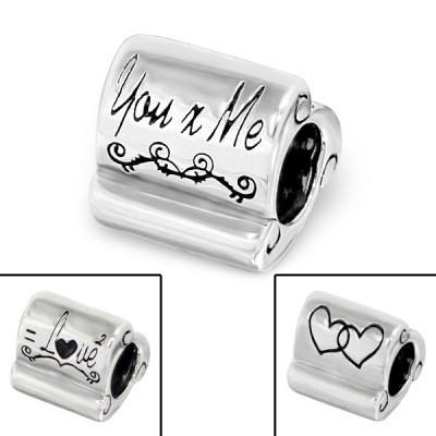 You and Me Heart Sterling Silver Bead