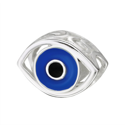 Silver Evil Eye Bead with Epoxy