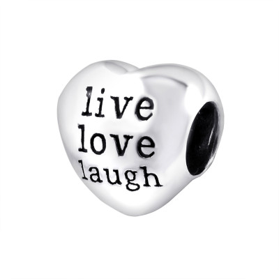Silver Heart Live Love Laugh Bead