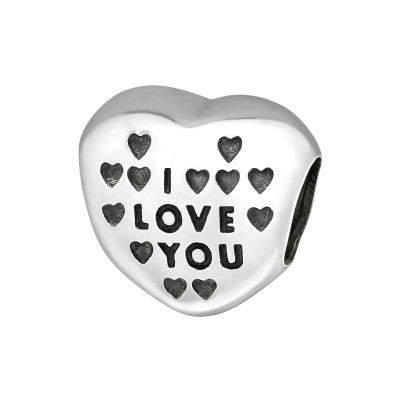 Silver Heart I Love You Bead