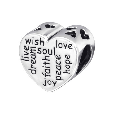 Heart Wish Love Sterling Silver Bead