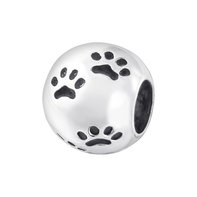 Silver Paw Print Bead