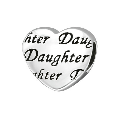 Silver Daughter Heart Bead