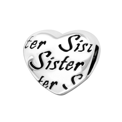 Silver Heart Sister Bead