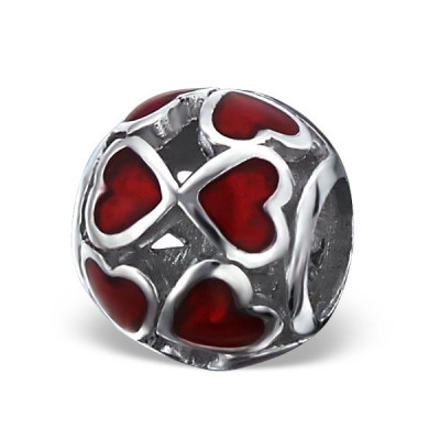 Heart Sterling Silver Bead with Epoxy