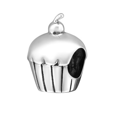 Silver Cupcake Bead