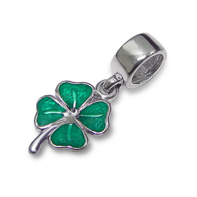 Lucky Clover Sterling Silver Bead with Epoxy