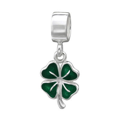 Silver Lucky Clover Bead with Epoxy