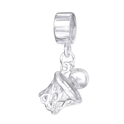 Silver Hanging Basketball Net Bead