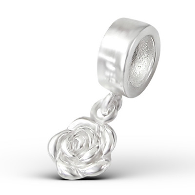 Rose Sterling Silver Bead