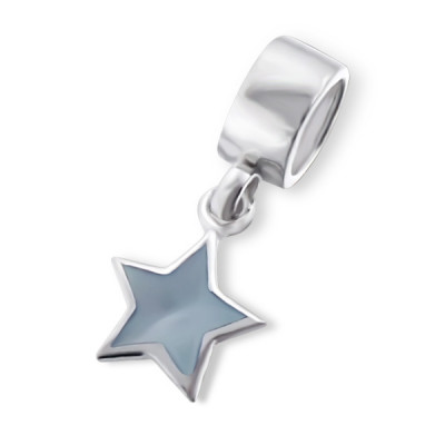 Hanging Star Sterling Silver Bead with Shell/Imitation Stone
