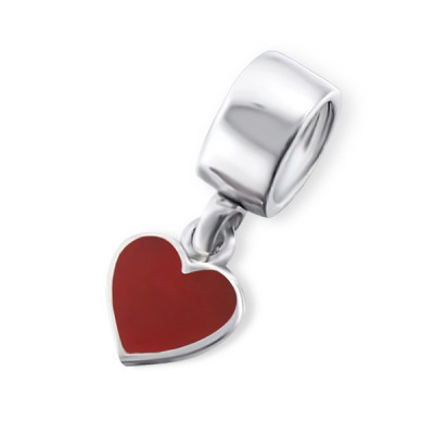 Hanging Heart Sterling Silver Bead with Shell/Imitation Stone