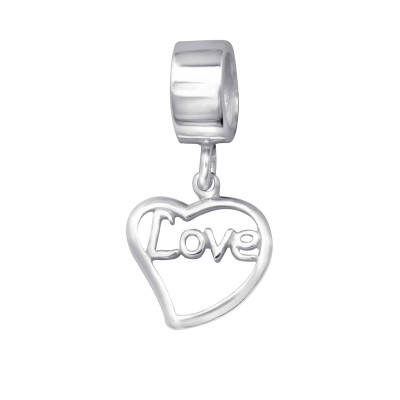 Silver Hanging Heart Love Bead