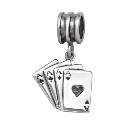 Silver Playing Card Bead