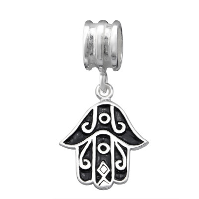 Silver Hanging Hamsa Symbol Bead