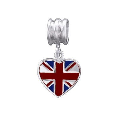 Silver UK Flag Bead with Epoxy