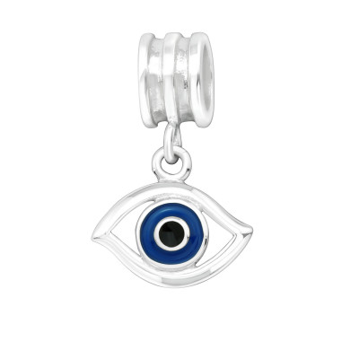 Silver Hanging Evil Eye Bead with Epoxy