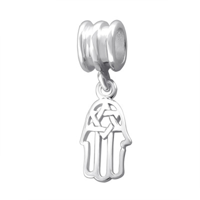 Silver Hanging Hamsa Symbol Bead