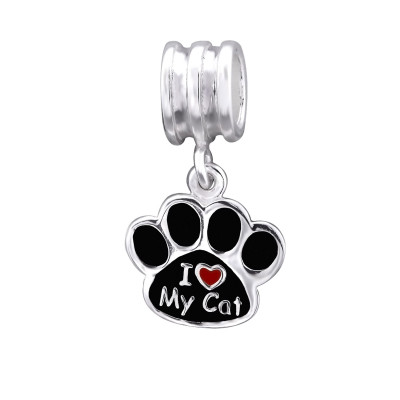 Silver Paw Bead with Epoxy