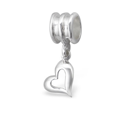 Hanging Heart Sterling Silver Bead