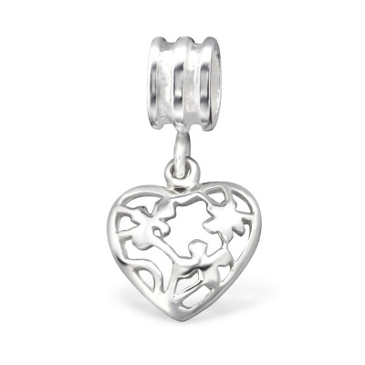 Hanging Heart Sterling Silver Bead