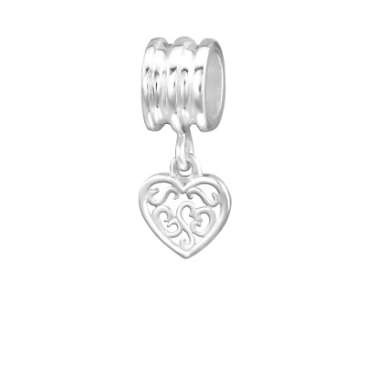 Silver Hanging Heart Bead