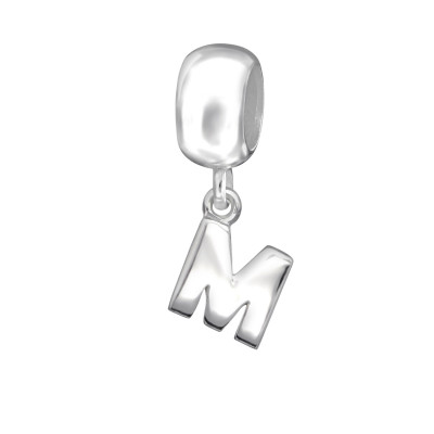 Silver Hanging Initial M Bead