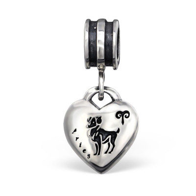 Silver Aries Zodiac Sign Bead