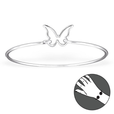 Butterfly Sterling Silver Bangle