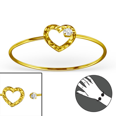 Heart Sterling Silver Bangle with Cubic Zirconia