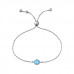 Silver Round Adjustable Bracelet with Opal