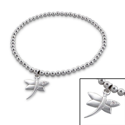 Dragonfly Sterling Silver Bracelet with Cubic Zirconia