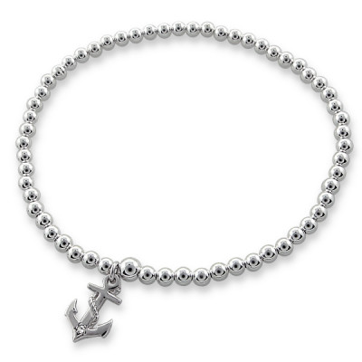 Anchor Sterling Silver Bracelet with Cubic Zirconia