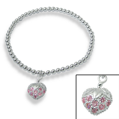 Heart Sterling Silver Bracelet with Cubic Zirconia